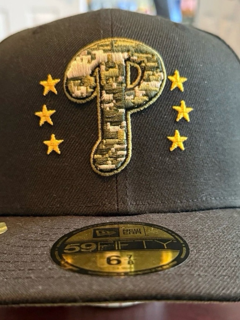 New Era Black and Gold Phillies P Logo 59FIFTY Fitted Cap